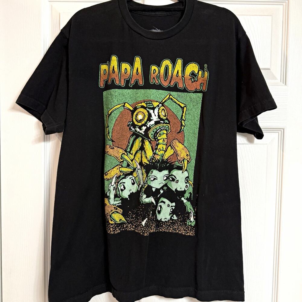 Papa Roach Graphic Print Black Short Sleeve Crew Neck T-Shirt Size L
